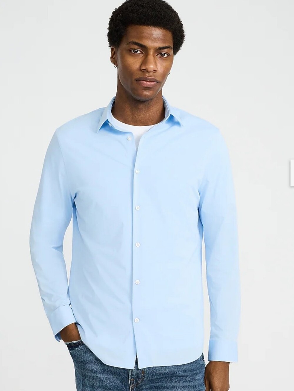 Express 1MX Light Blue Men’s Classic Button-Down Shirt Slim